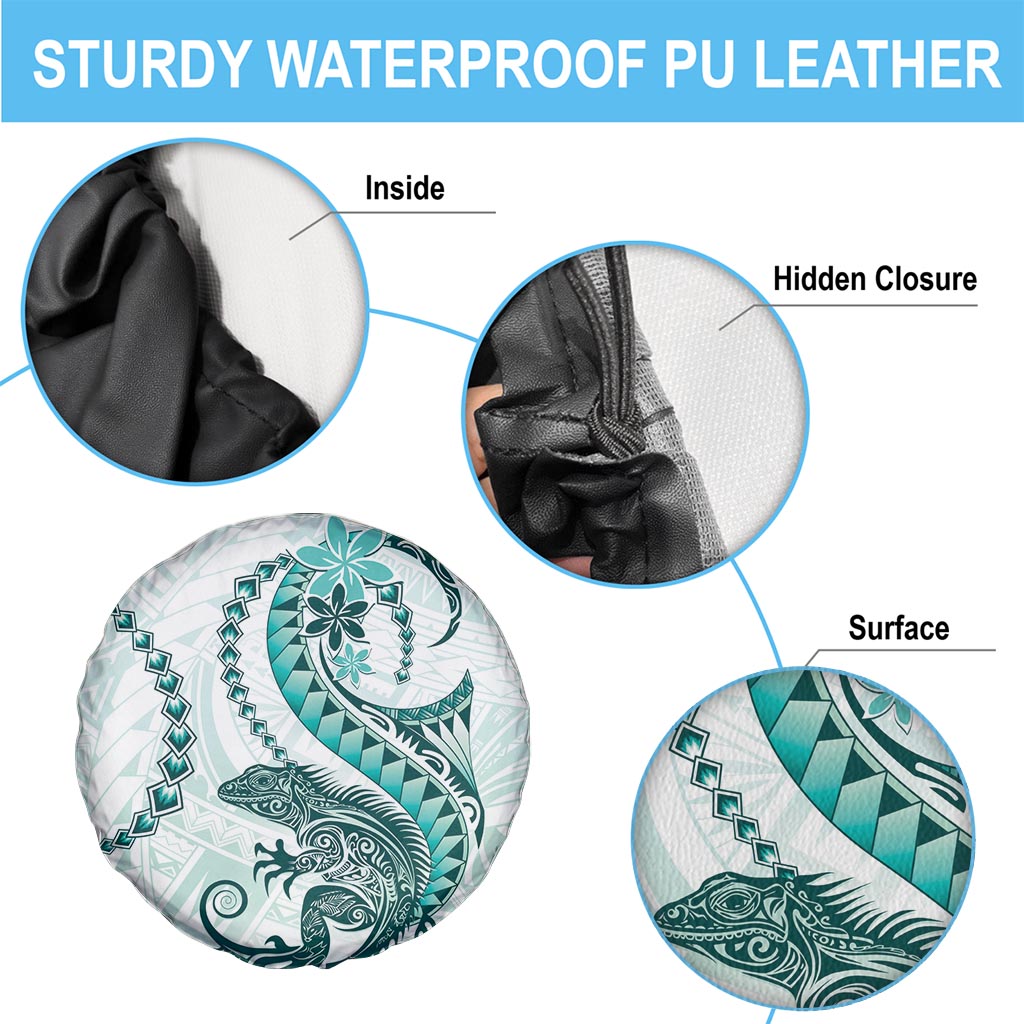 Teal Maori Tuatara Spare Tire Cover Luxury Pastel Pattern