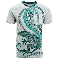 Teal Maori Tuatara T Shirt Luxury Pastel Pattern