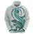Teal Maori Tuatara Zip Hoodie Luxury Pastel Pattern