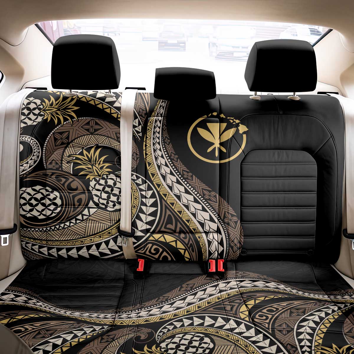 Hawaii Pineapple Brown Tribal Pattern Back Car Seat Cover LT01 - Polynesian Pride