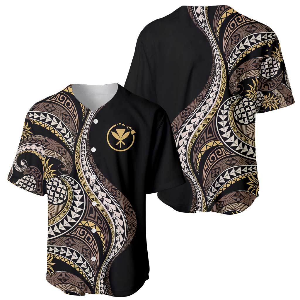 Hawaii Pineapple Brown Tribal Pattern Baseball Jersey LT01 - Polynesian Pride