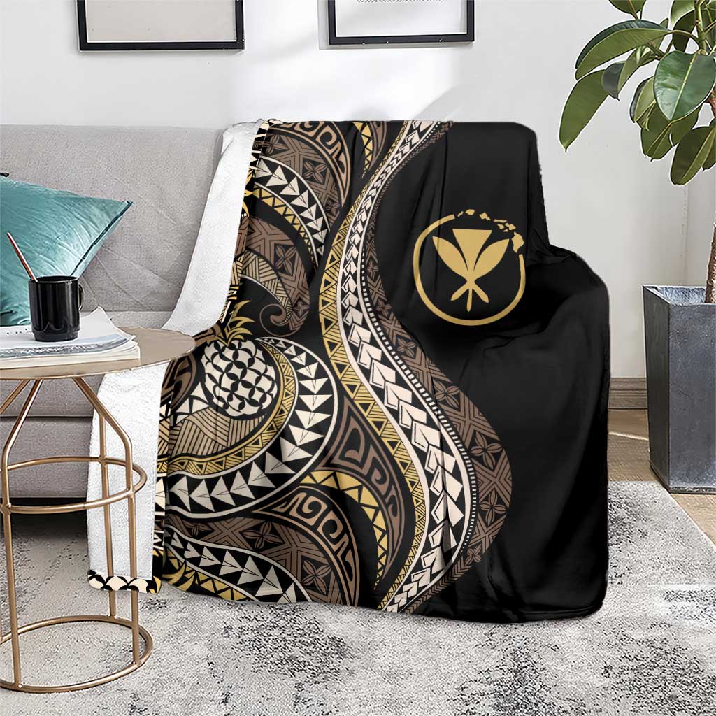 Hawaii Pineapple Brown Tribal Pattern Blanket - Polynesian Pride