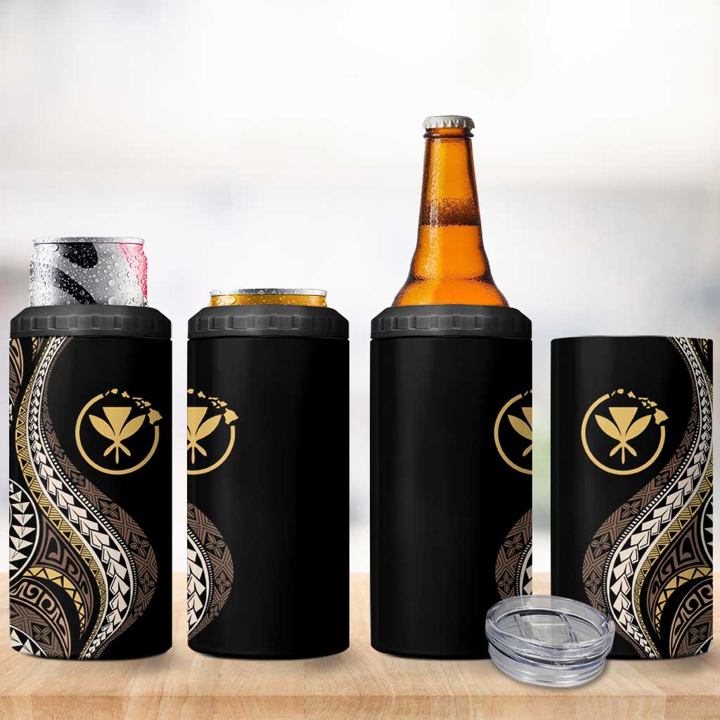 Hawaii Pineapple Brown Tribal Pattern 4 in 1 Can Cooler Tumbler - Polynesian Pride