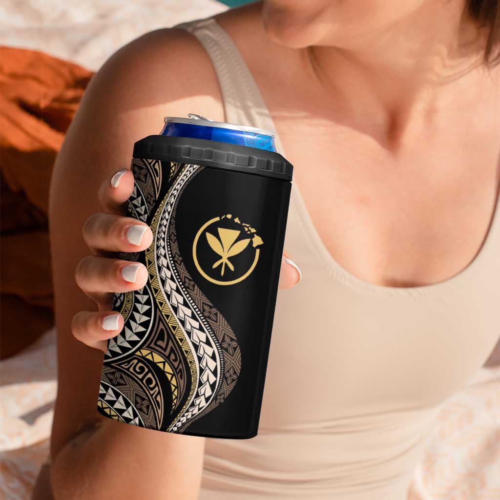 Hawaii Pineapple Brown Tribal Pattern 4 in 1 Can Cooler Tumbler - Polynesian Pride