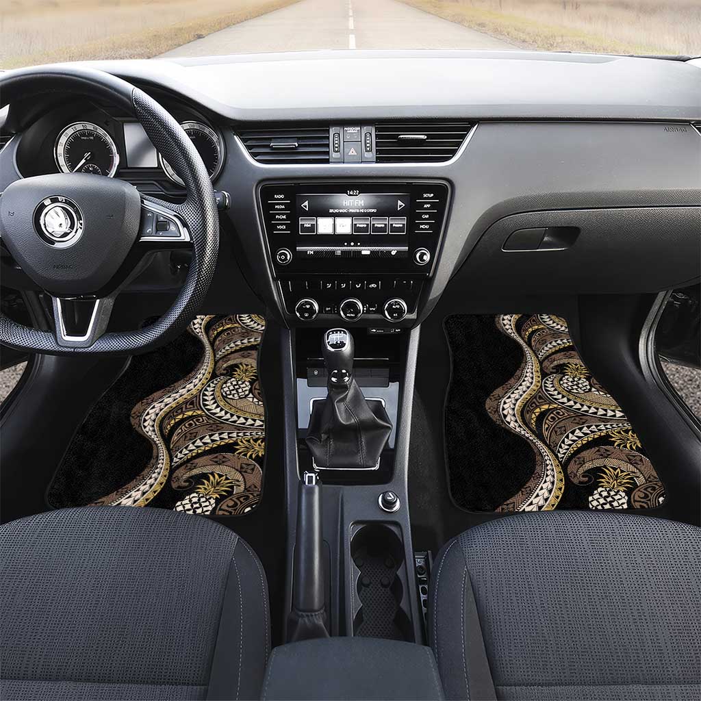 Hawaii Pineapple Brown Tribal Pattern Car Mats - Polynesian Pride