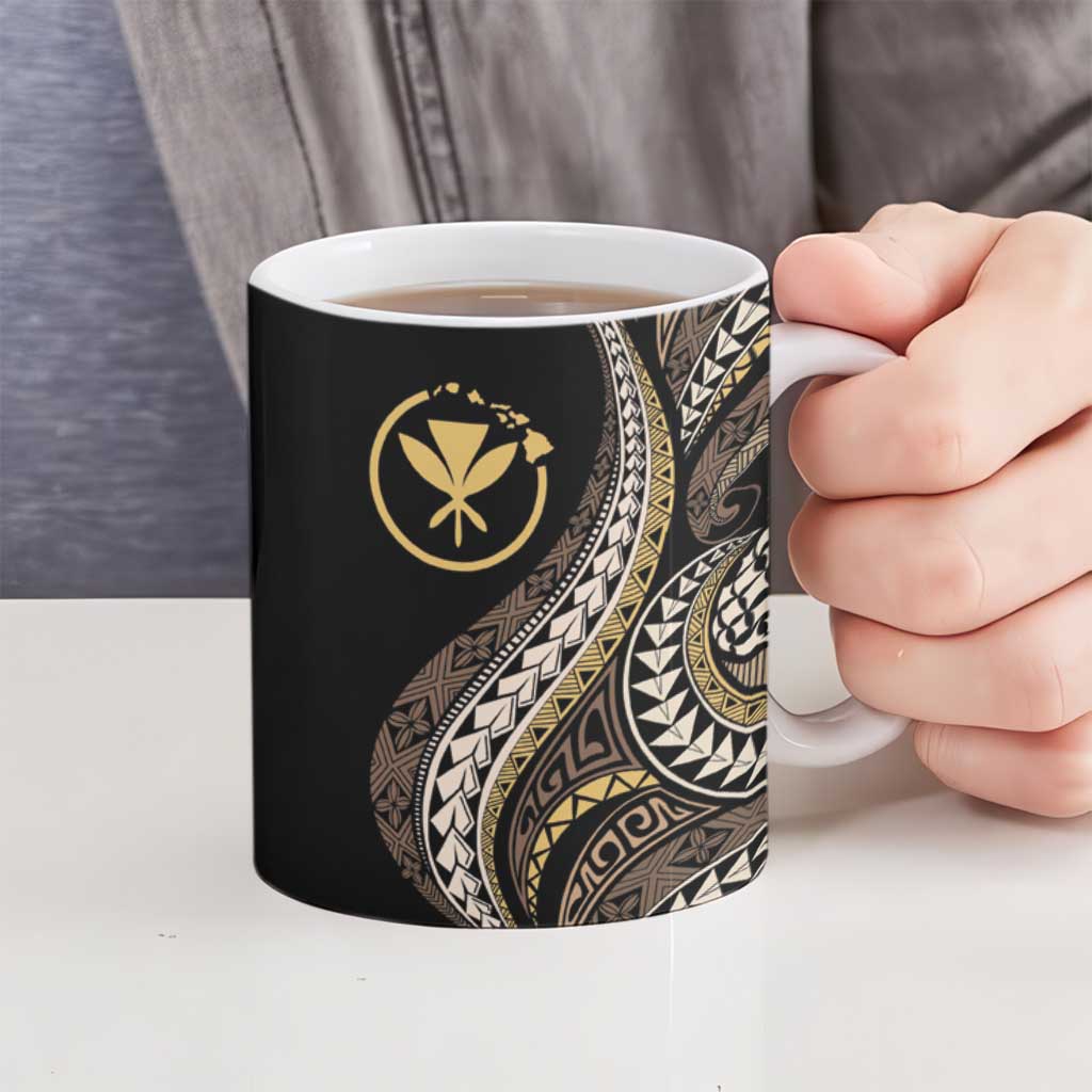 Hawaii Pineapple Brown Tribal Pattern Ceramic Mug - Polynesian Pride