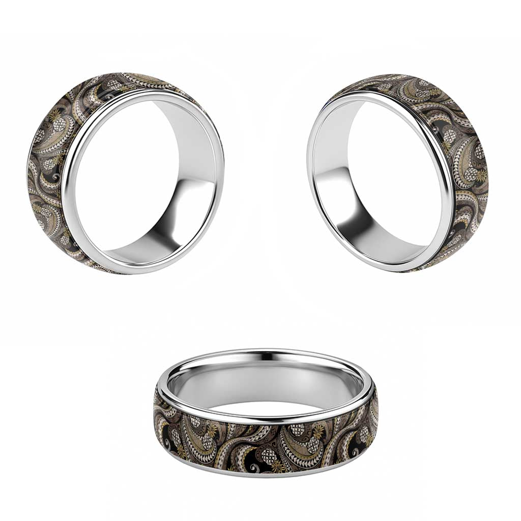 Hawaii Pineapple Brown Tribal Pattern Classic Ring - Polynesian Pride