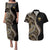 Hawaii Pineapple Brown Tribal Pattern Couples Matching Puletasi and Hawaiian Shirt - Polynesian Pride