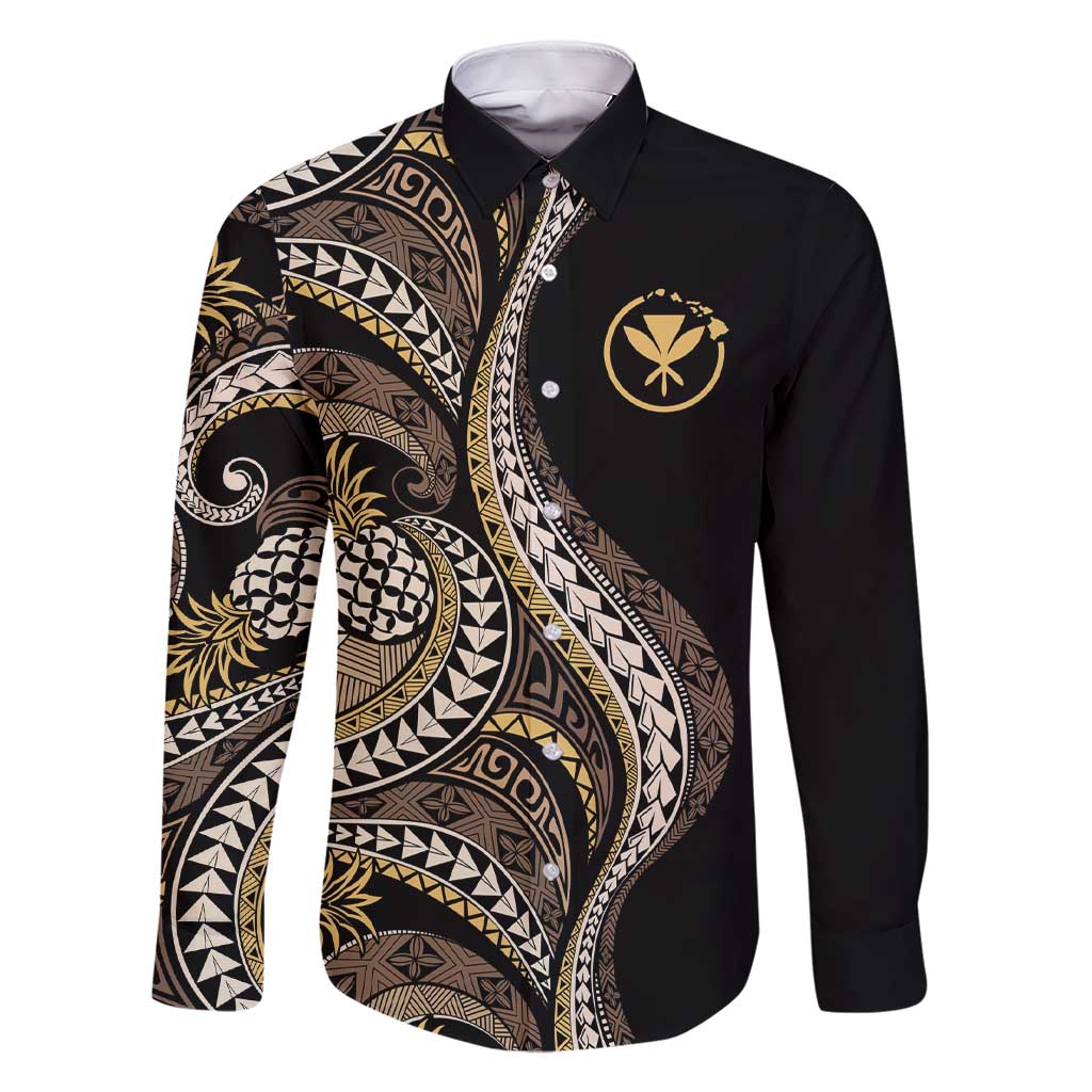 Hawaii Pineapple Brown Tribal Pattern Family Matching Short Sleeve Bodycon Dress and Hawaiian Shirt - Polynesian Pride