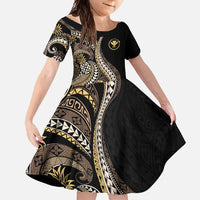 Hawaii Pineapple Brown Tribal Pattern Family Matching Summer Maxi Dress and Hawaiian Shirt - Polynesian Pride