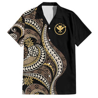 Hawaii Pineapple Brown Tribal Pattern Family Matching Summer Maxi Dress and Hawaiian Shirt - Polynesian Pride