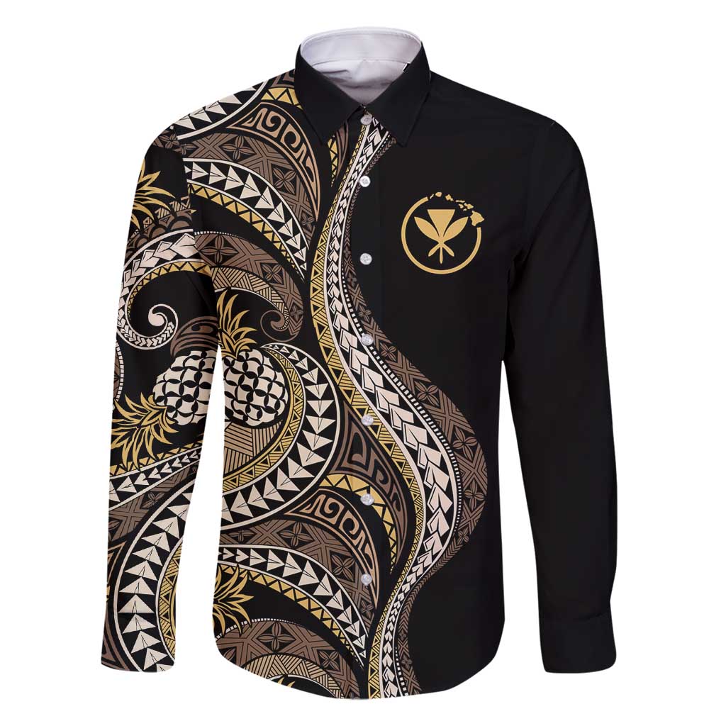 Hawaii Pineapple Brown Tribal Pattern Family Matching Summer Maxi Dress and Hawaiian Shirt - Polynesian Pride