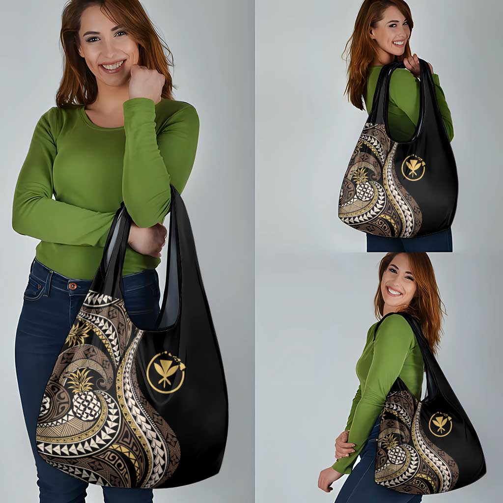 Hawaii Pineapple Brown Tribal Pattern Grocery Bag - Polynesian Pride