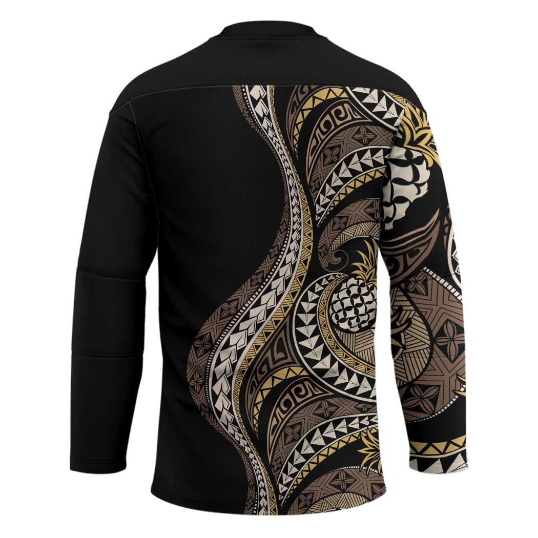 Hawaii Pineapple Brown Tribal Pattern Hockey Jersey - Polynesian Pride