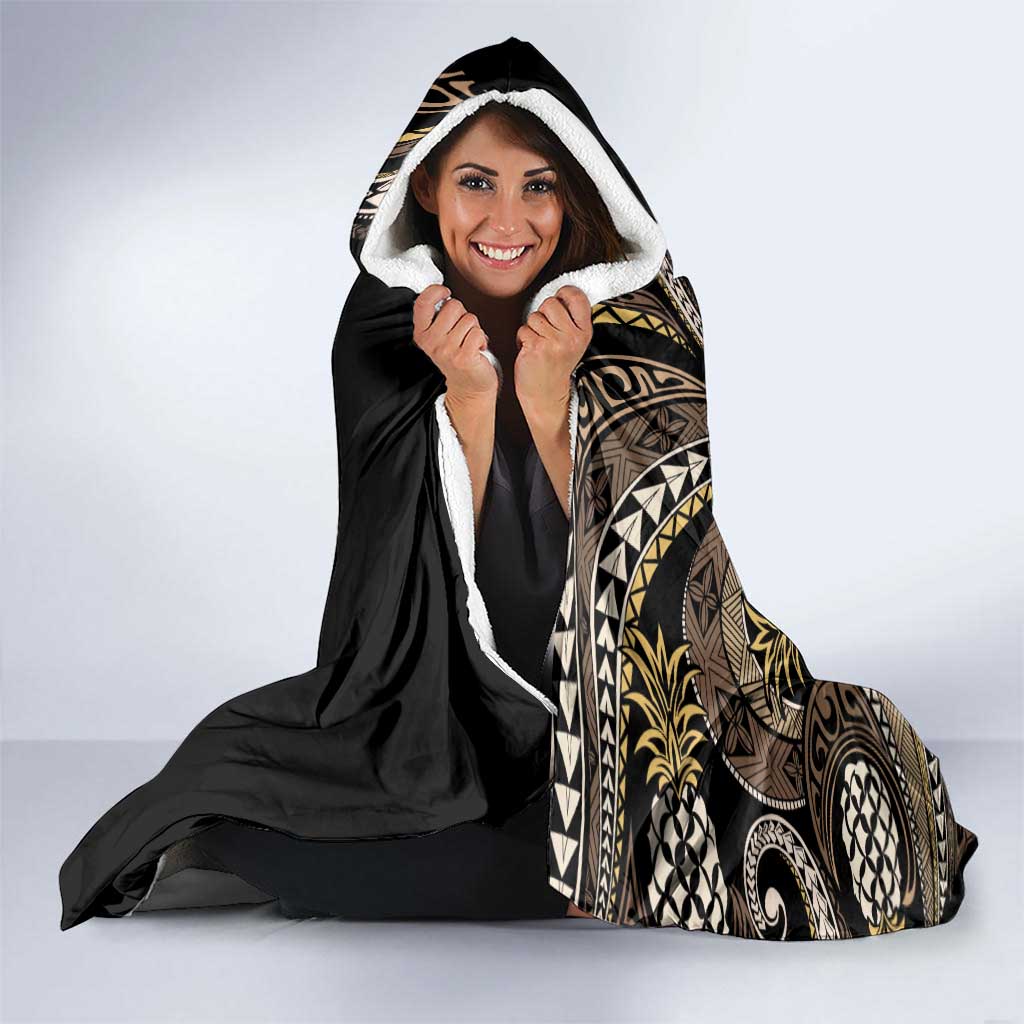 Hawaii Pineapple Brown Tribal Pattern Hooded Blanket LT01 - Polynesian Pride