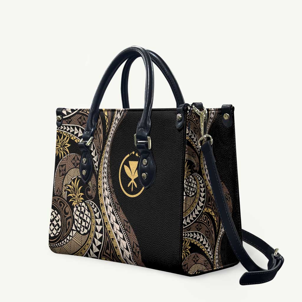 Hawaii Pineapple Brown Tribal Pattern Leather Bag - Polynesian Pride