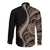 Hawaii Pineapple Brown Tribal Pattern Long Sleeve Button Shirt - Polynesian Pride