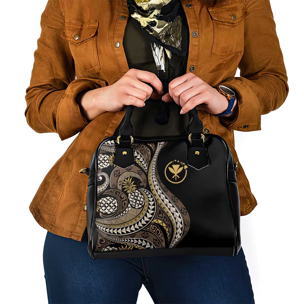 Hawaii Pineapple Brown Tribal Pattern Shoulder Handbag LT01 - Polynesian Pride