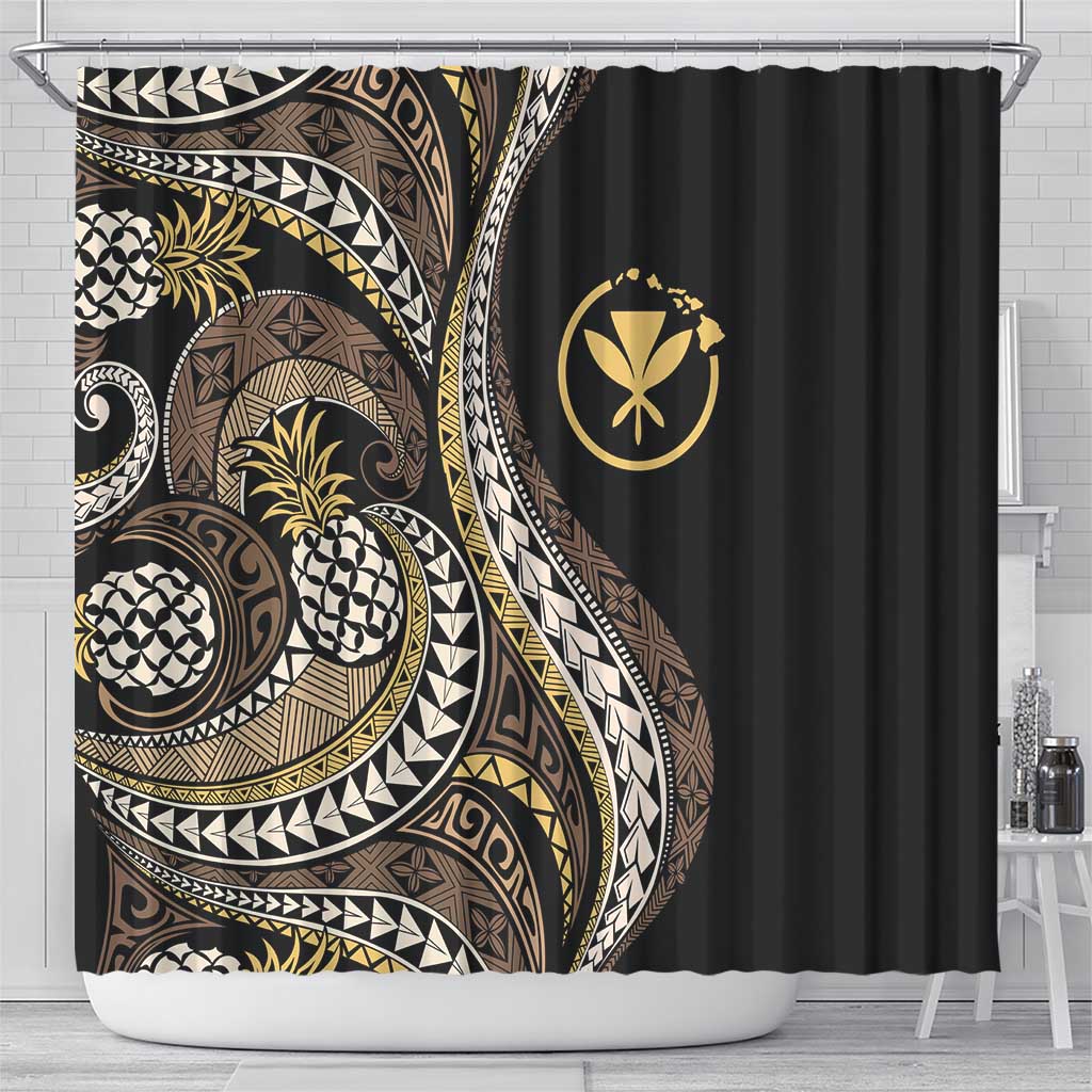 Hawaii Pineapple Brown Tribal Pattern Shower Curtain LT01 - Polynesian Pride