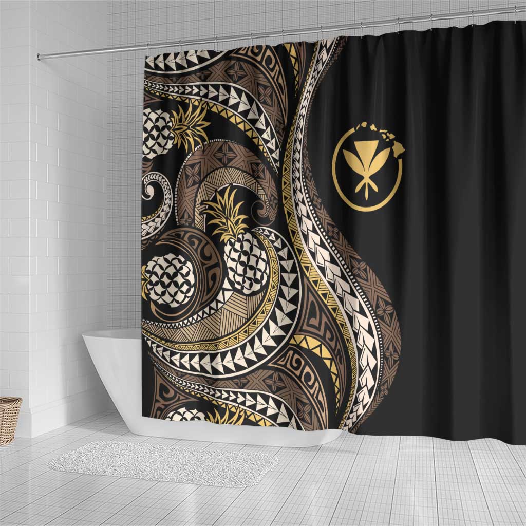 Hawaii Pineapple Brown Tribal Pattern Shower Curtain LT01 - Polynesian Pride