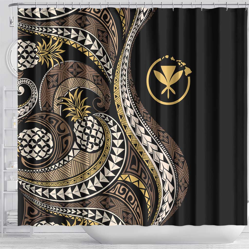 Hawaii Pineapple Brown Tribal Pattern Shower Curtain LT01 - Polynesian Pride