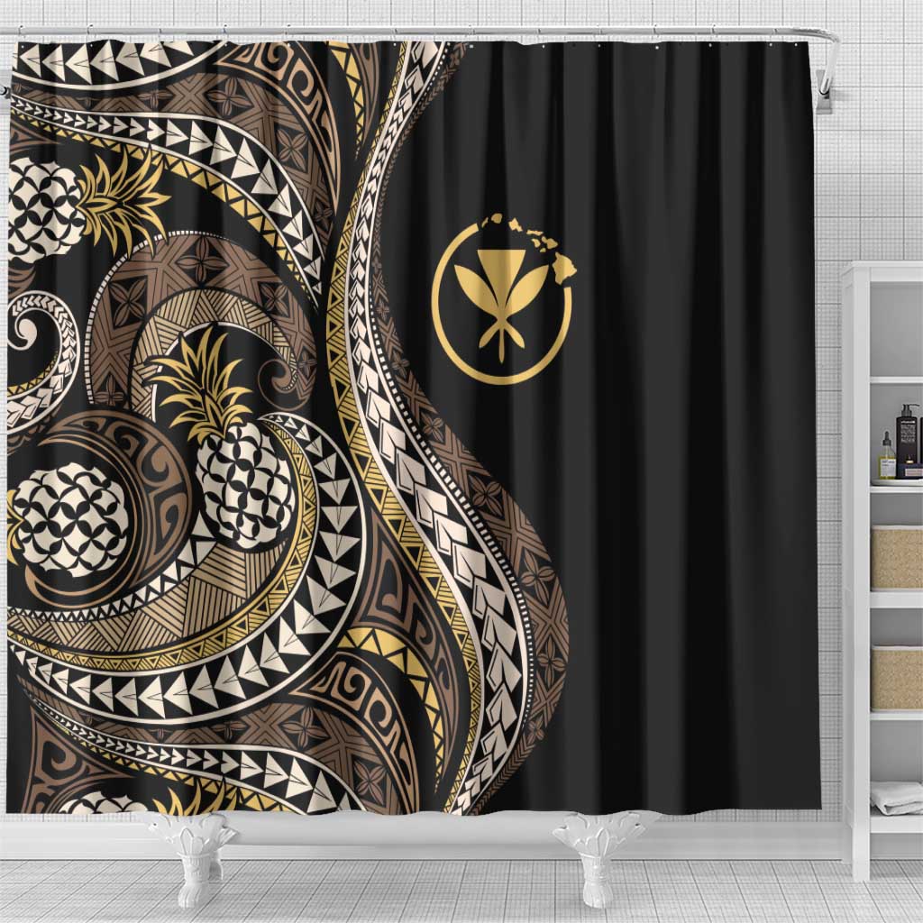 Hawaii Pineapple Brown Tribal Pattern Shower Curtain LT01 - Polynesian Pride