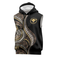 Hawaii Pineapple Brown Tribal Pattern Sleeveless Hoodie - Polynesian Pride