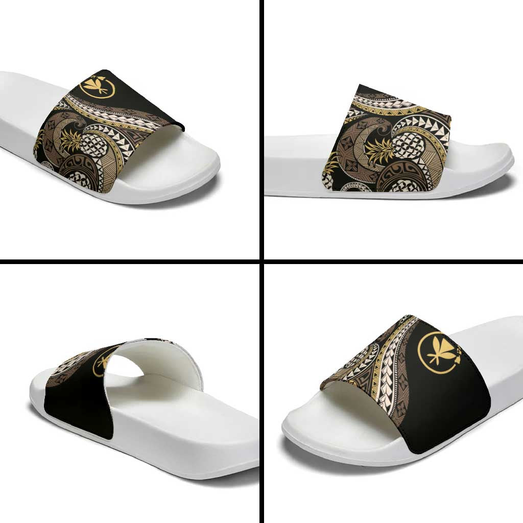 Hawaii Pineapple Brown Tribal Pattern Slide Sandals - Polynesian Pride