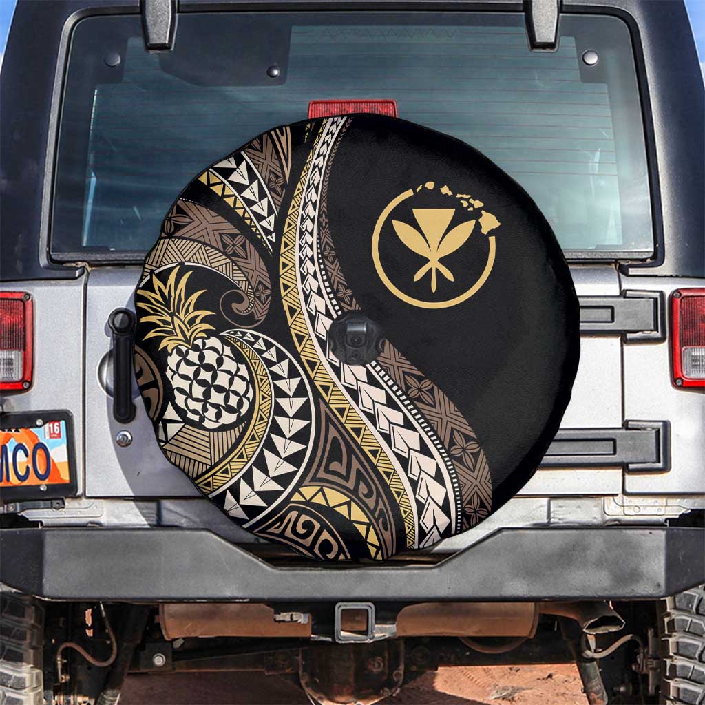Hawaii Pineapple Brown Tribal Pattern Spare Tire Cover - Polynesian Pride