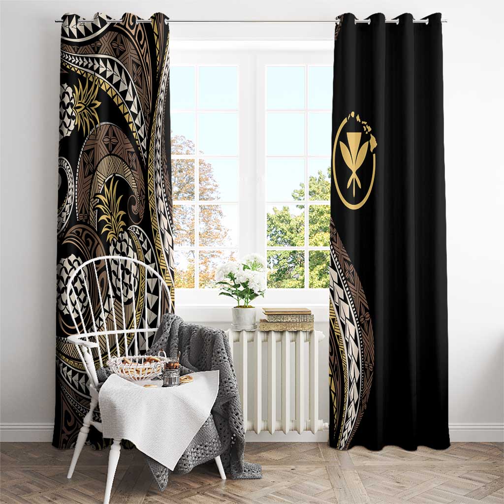 Hawaii Pineapple Brown Tribal Pattern Window Curtain - Polynesian Pride