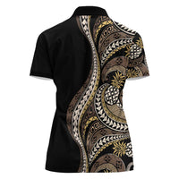 Hawaii Pineapple Brown Tribal Pattern Women Polo Shirt LT01 - Polynesian Pride