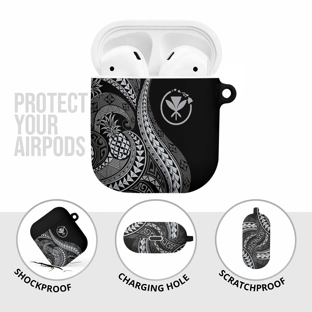 Hawaii Pineapple Gray Scale Tribal Pattern AirPods Case LT01 - Polynesian Pride