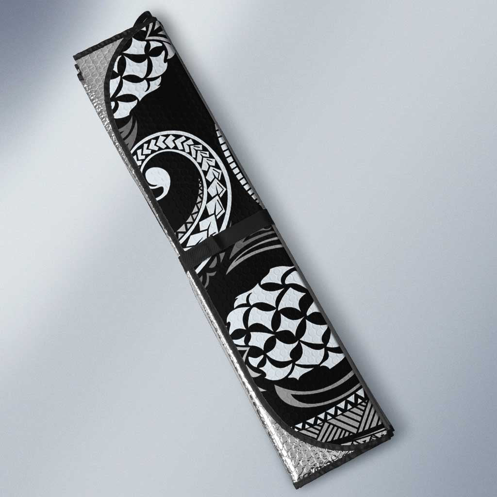 Hawaii Pineapple Gray Scale Tribal Pattern Auto Sun Shade LT01 - Polynesian Pride