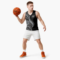 Hawaii Pineapple Gray Scale Tribal Pattern Basketball Jersey - Polynesian Pride