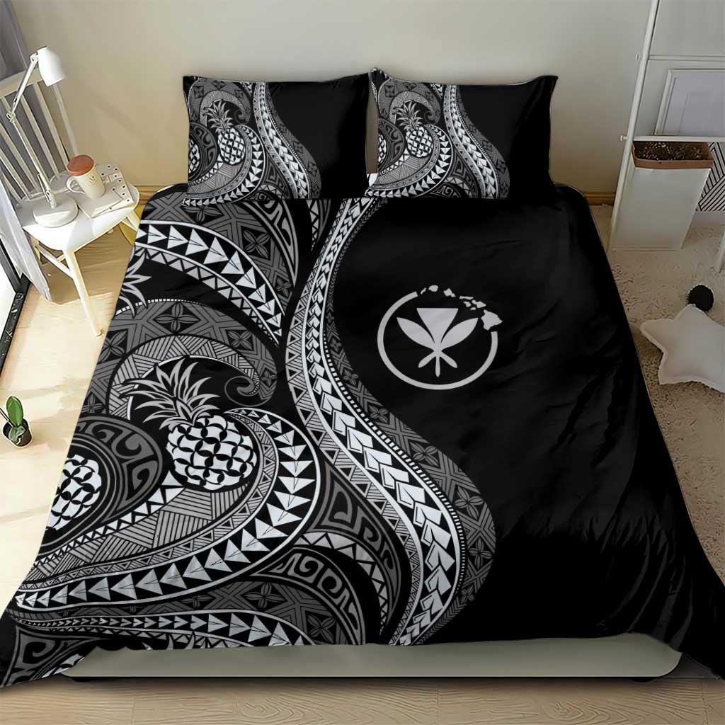 Hawaii Pineapple Gray Scale Tribal Pattern Bedding Set - Polynesian Pride