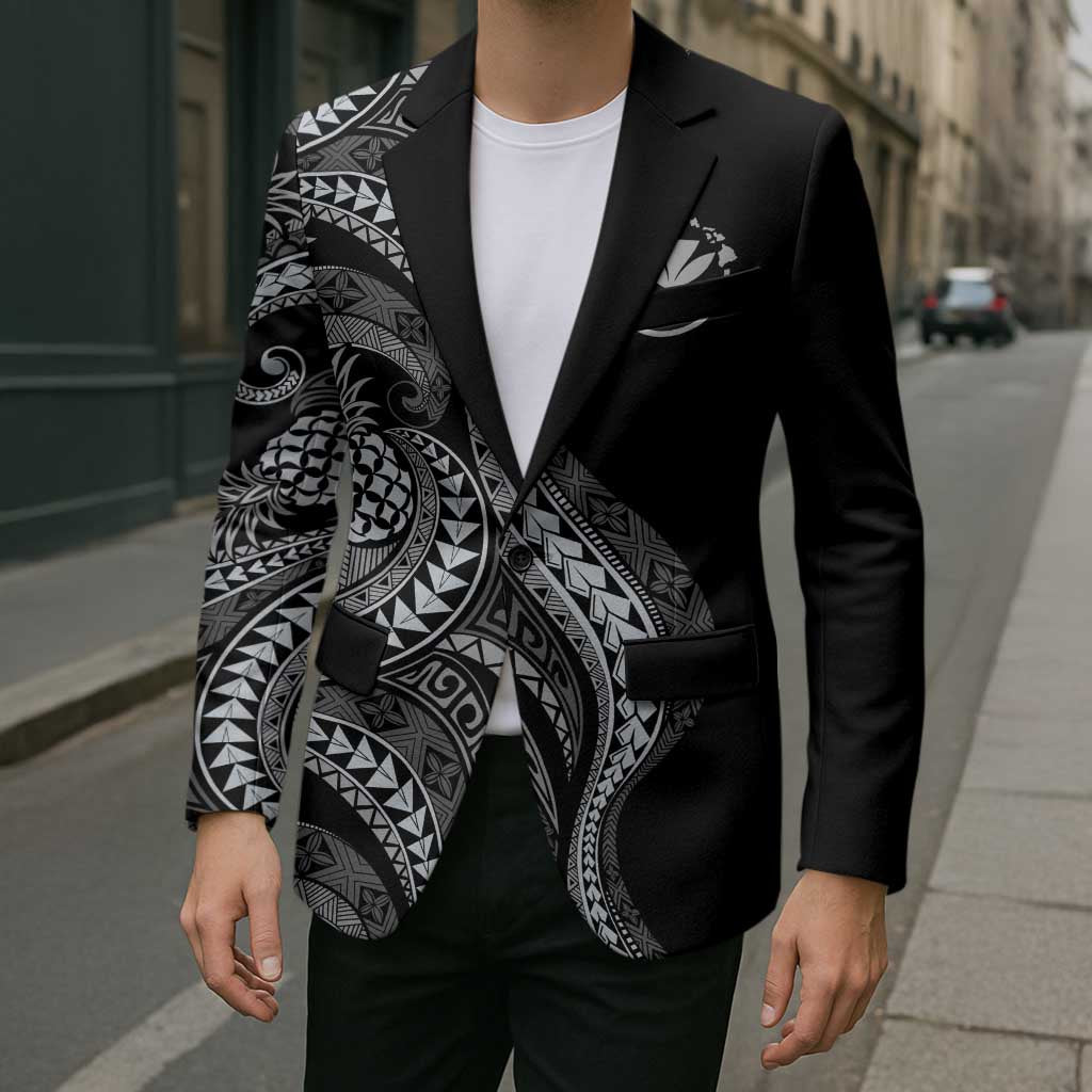 Hawaii Pineapple Gray Scale Tribal Pattern Blazer LT01 - Polynesian Pride