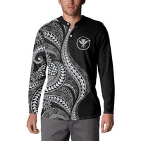 Hawaii Pineapple Gray Scale Tribal Pattern Button Sweatshirt - Polynesian Pride