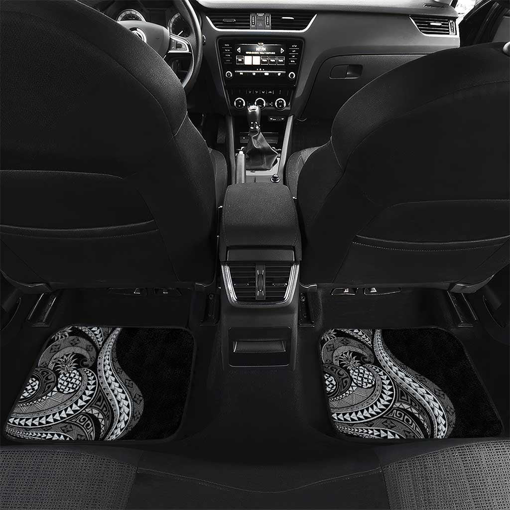 Hawaii Pineapple Gray Scale Tribal Pattern Car Mats - Polynesian Pride