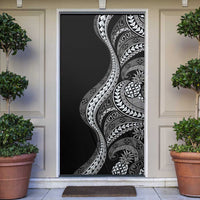 Hawaii Pineapple Gray Scale Tribal Pattern Door Cover LT01 Black - Polynesian Pride
