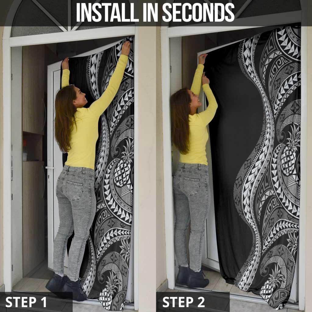 Hawaii Pineapple Gray Scale Tribal Pattern Door Cover LT01 - Polynesian Pride
