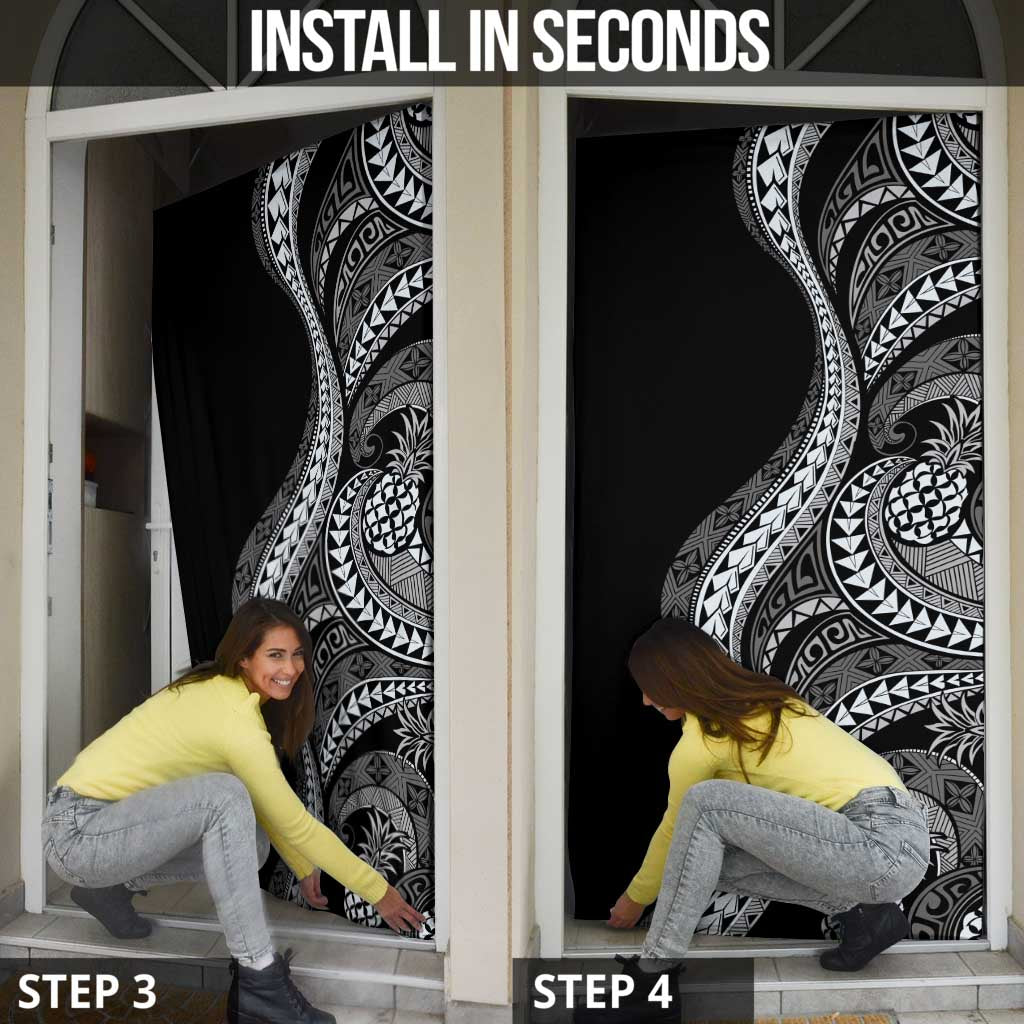 Hawaii Pineapple Gray Scale Tribal Pattern Door Cover LT01 - Polynesian Pride