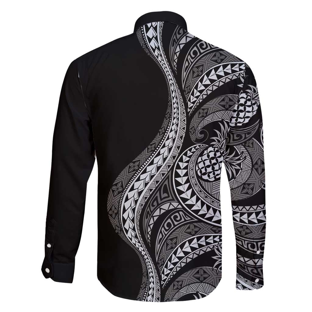 Hawaii Pineapple Gray Scale Tribal Pattern Family Matching Mermaid Dress and Hawaiian Shirt - Polynesian Pride