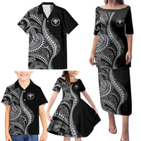 Hawaii Pineapple Gray Scale Tribal Pattern Family Matching Puletasi and Hawaiian Shirt LT01 - Polynesian Pride
