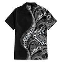Hawaii Pineapple Gray Scale Tribal Pattern Family Matching Puletasi and Hawaiian Shirt LT01 - Polynesian Pride