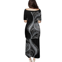 Hawaii Pineapple Gray Scale Tribal Pattern Family Matching Puletasi and Hawaiian Shirt LT01 - Polynesian Pride
