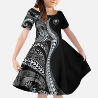 Hawaii Pineapple Gray Scale Tribal Pattern Family Matching Summer Maxi Dress and Hawaiian Shirt - Polynesian Pride