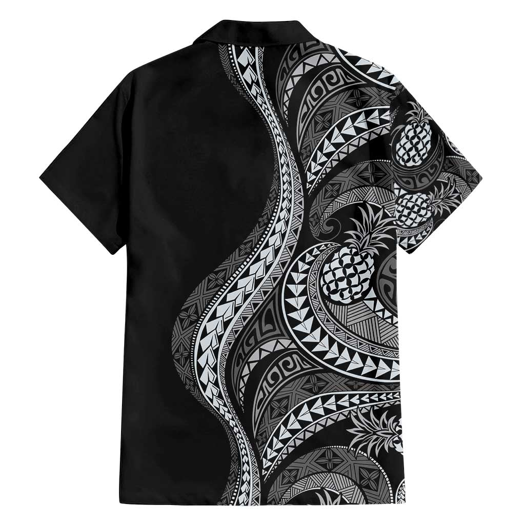Hawaii Pineapple Gray Scale Tribal Pattern Family Matching Summer Maxi Dress and Hawaiian Shirt - Polynesian Pride