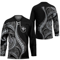 Hawaii Pineapple Gray Scale Tribal Pattern Hockey Jersey - Polynesian Pride
