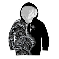 Hawaii Pineapple Gray Scale Tribal Pattern Kid Hoodie LT01 Hoodie Black - Polynesian Pride