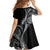 Hawaii Pineapple Gray Scale Tribal Pattern Kid Short Sleeve Dress - Polynesian Pride